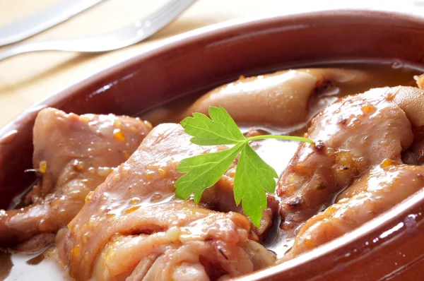 Manitas de cerdo, pés de porco cozido típico da Espanha — Fotografia de Stock