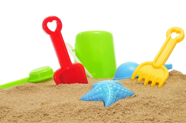 Zand-strand speelgoed op het zand — Stockfoto