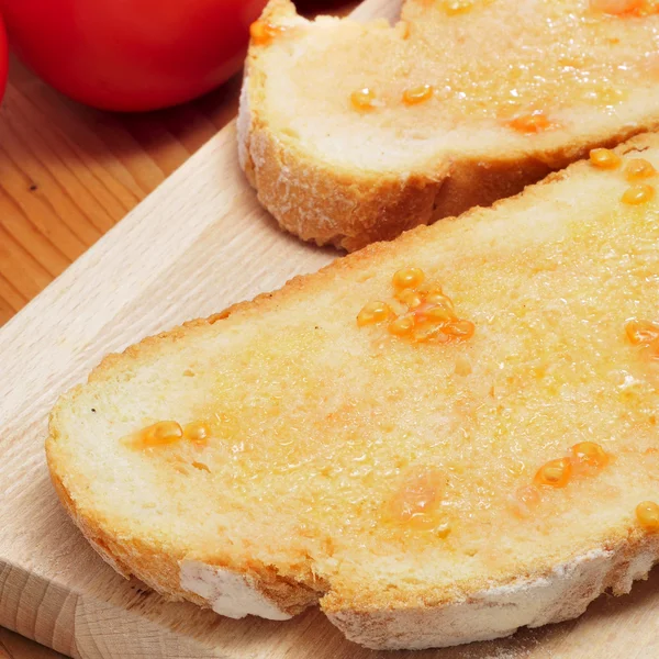 Pa amb tomaquet, bread with tomato, typical of Catalonia, Spain — Stock Photo, Image