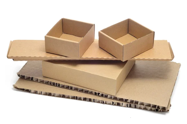 골 판지 상자 및 골된 판지 — 스톡 사진
