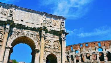 Arch of Constantine and Coliseum in Rome, Italy clipart