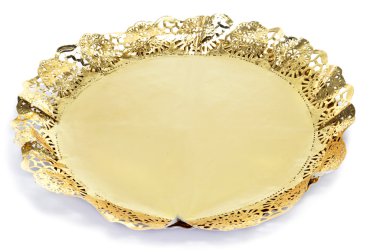 bir pasta kurulu altın kağıt dantel bardak altlığı peçete