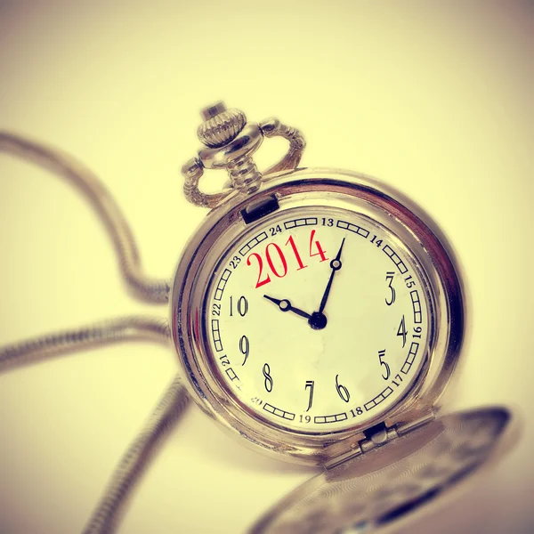 2014 in einer Taschenuhr — Stockfoto