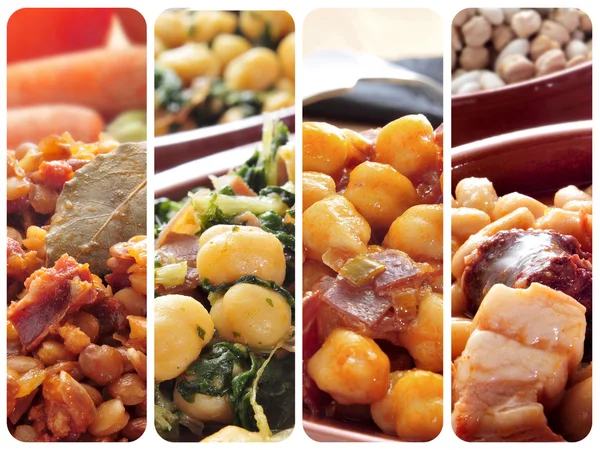 Spanish legume stews collage — Stock Photo, Image