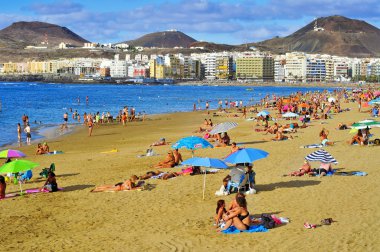 Las canteras Beach'te las palmas, gran canaria, İspanya