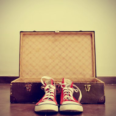 sneakers and old suitcase clipart
