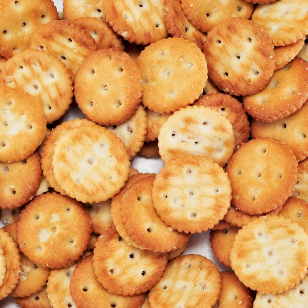 Salty round crackers — Stock Photo, Image