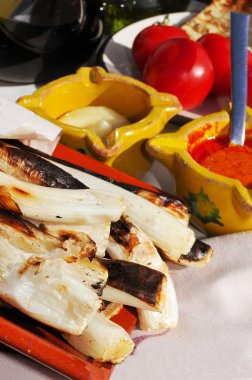 Mangalda calcots ve tatlı soğan romesco sos ve allioli t