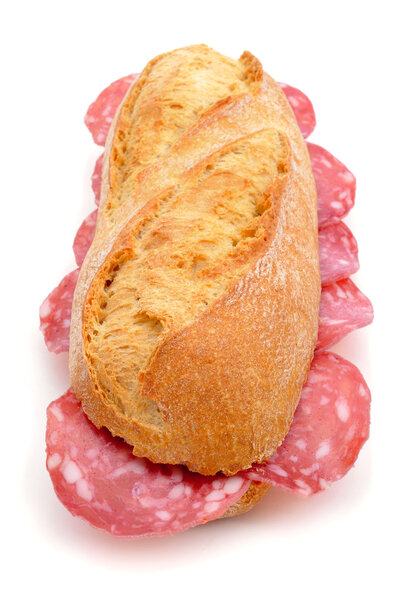 spanish bocadillo de salchichon, a sandwich with spanish salami