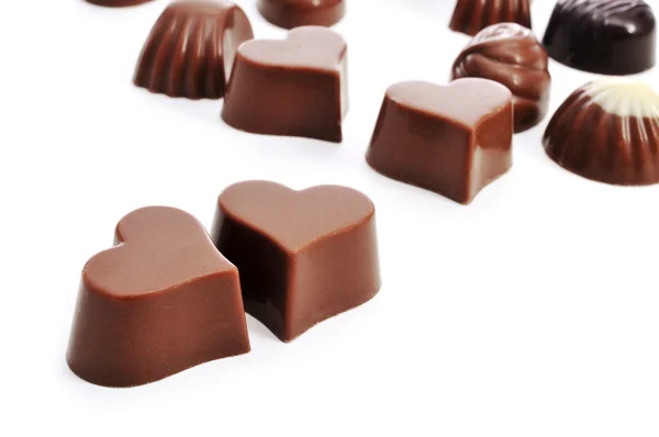 Heart-shaped chocolate bonbons — Stock Photo, Image
