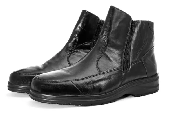 Black leather boots — Stock Photo, Image