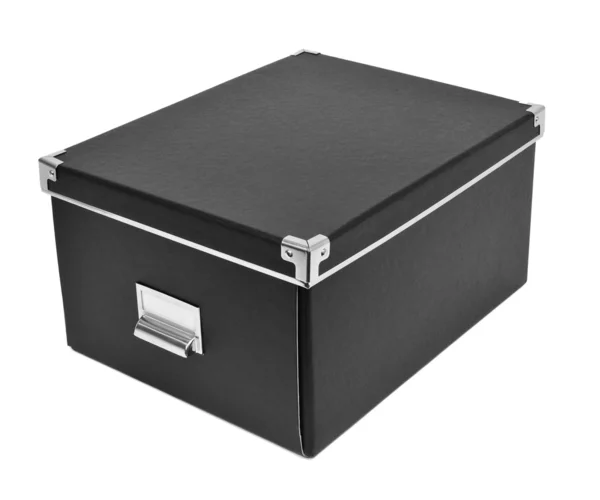 Caixa de armazenamento de papelão preto — Fotografia de Stock