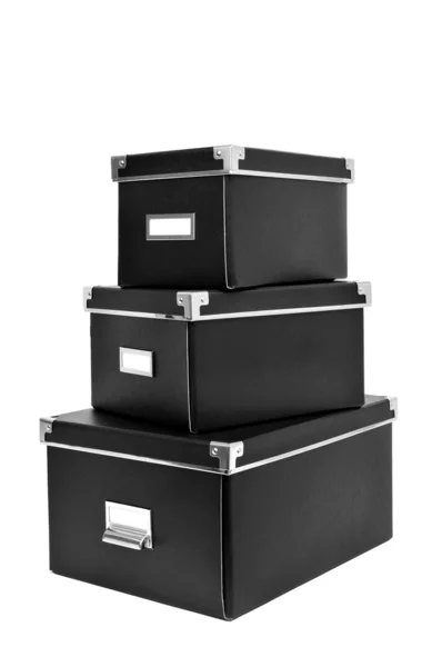 Caixas de armazenamento de papelão preto — Fotografia de Stock