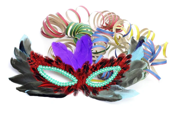 Carnival mask and paper streamers — Stock Photo, Image