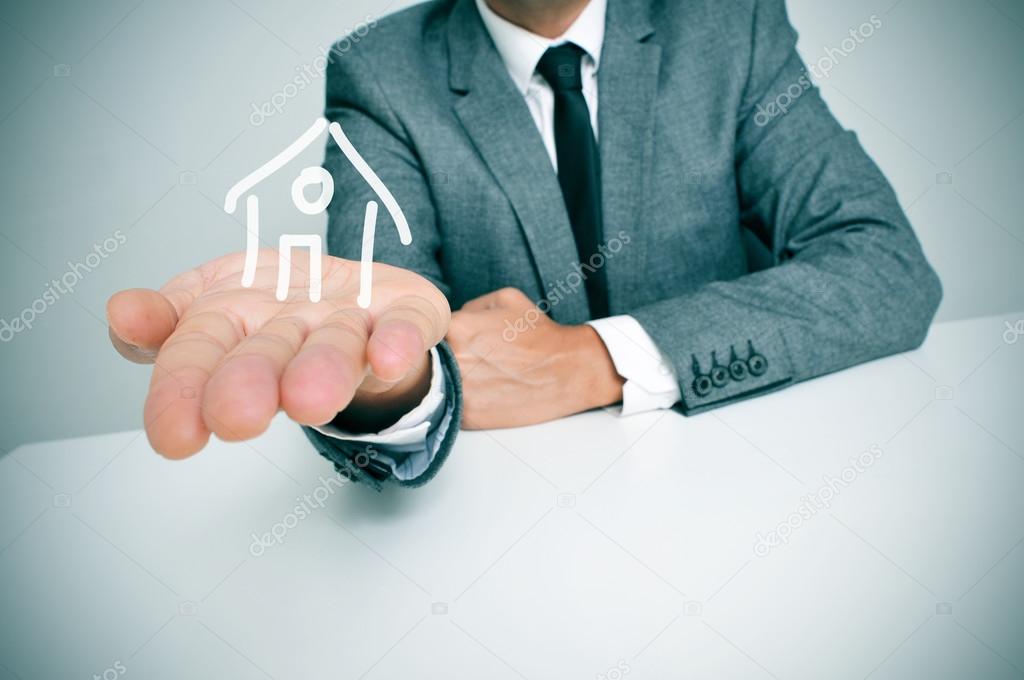businessman and house