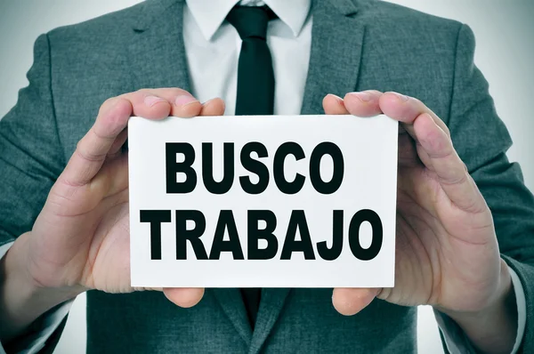 Busco trabajo, söker ett jobb på spanska — Stockfoto