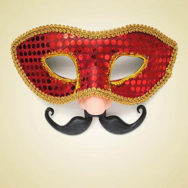 Maschera di carnevale con naso finto e baffi — Foto Stock