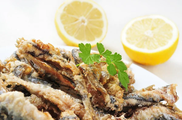 Fritte di boqueroni spagnoli, acciughe martellate e fritte tipiche — Foto Stock