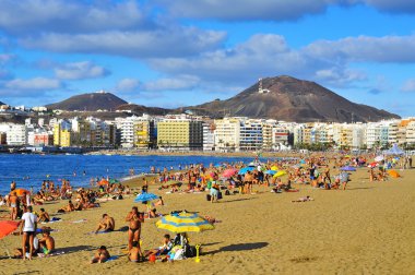 Las canteras Beach'te las palmas, gran canaria, İspanya