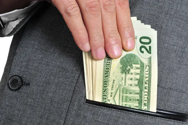 Dollar bills in the pocket — Stock Photo, Image