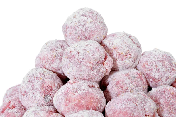 Floured raw meatballs — Stock Photo, Image