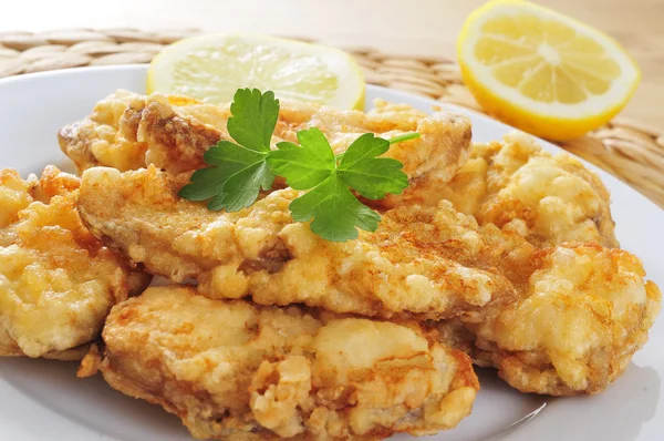 Spanish rape rebozado, battered and fried angler — Stock Photo, Image