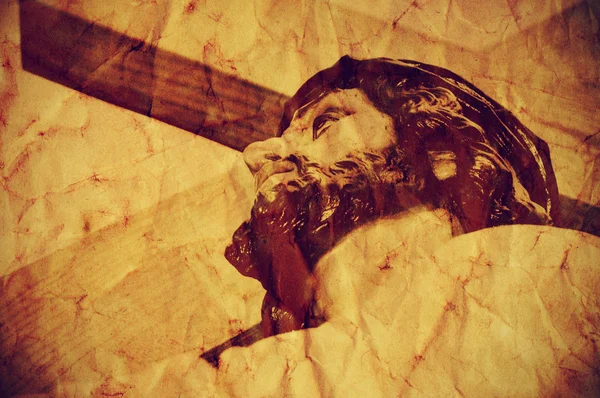 İsa'nın retro efektli kutsal çarmıh taşıyan İsa — Stok fotoğraf