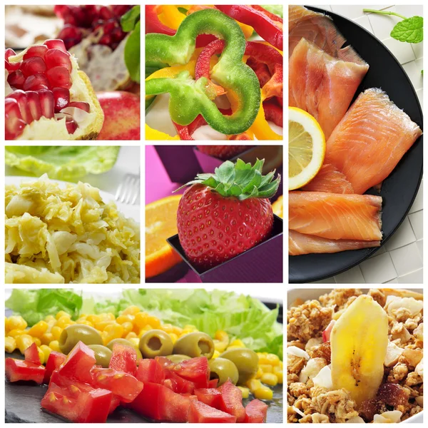 Healthy eating collage — Stock Photo, Image