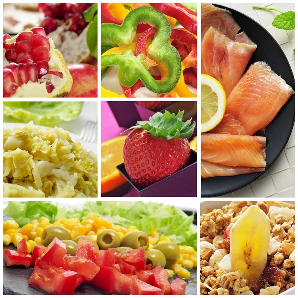 Collage über gesunde Ernährung — Stockfoto