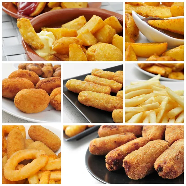 Fried food collage — Stock Photo, Image