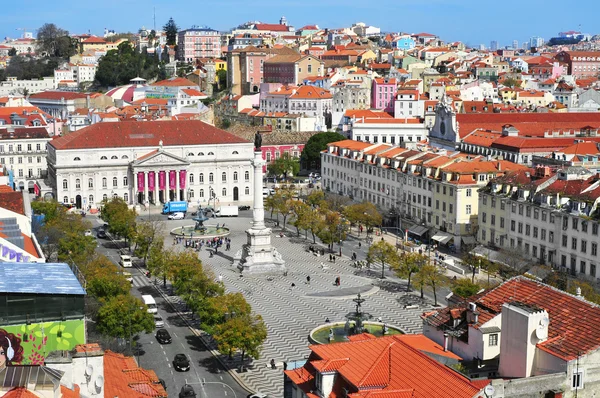 Flygfoto över Rossiotorget i Lissabon, portugal — Stockfoto