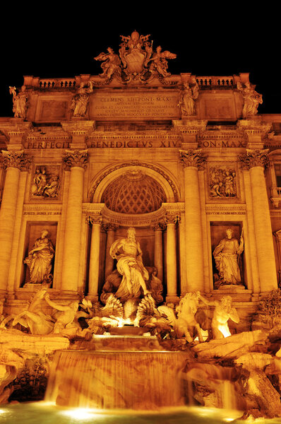 Fontana di Trevi in Rome, Italy, at night