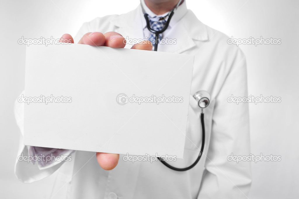 doctor showing a blank signboard