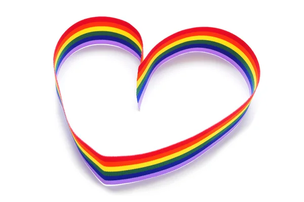 Heart-shaped rainbow ribbon — Stock Photo, Image