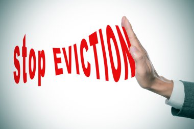 Hand and text stop eviction clipart