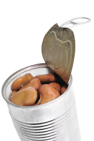 Can of cooked bread beans — Stock Photo, Image