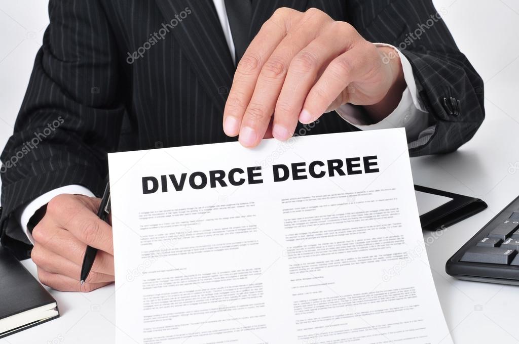 lawyer showing a divorce decree