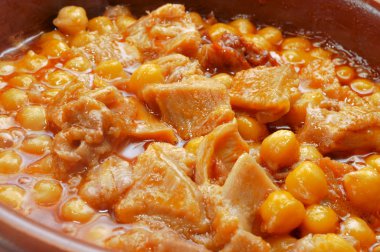 spanish callos, a typical stew with beef tripe and chickpeas clipart