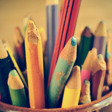 coloured pencils, with a retro effect clipart