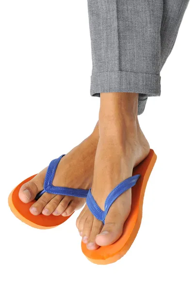 Businessman wearing flip-flops — Stock Photo, Image