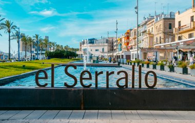 Tarragona, Spain - December 29, 2021: A view of El Serrallo, the traditional fishermen district in Tarragona, Spain, with many well-known fish restaurants