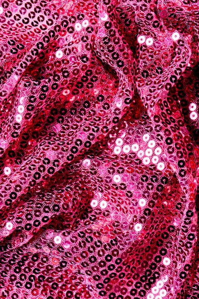 Closeup Pink Sequin Fabric Used Background — Stock Photo, Image