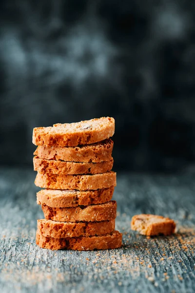 Una Pila Carquinyolis Galletas Almendras Típicas Catalonia España Similar Los — Foto de Stock