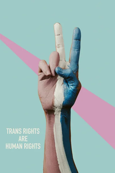 Texto Derechos Trans Son Los Derechos Humanos Mano Una Persona — Foto de Stock