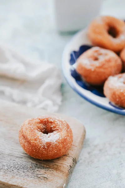Closeup Homemade Rosquilla Typical Spanish Donut Sprinkled Sugar Table Next — Stock Photo, Image