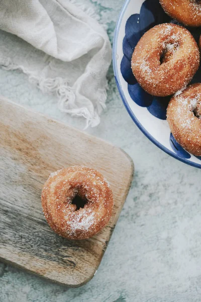 High Angle Rosquilla Typical Spanish Donut Sprinkled Sugar Table Next — стоковое фото