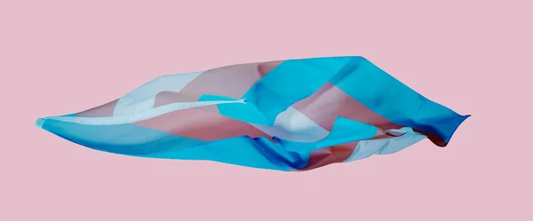 Transgender Pride Flag Waving Air Pink Background Panoramic Format Use — Stockfoto