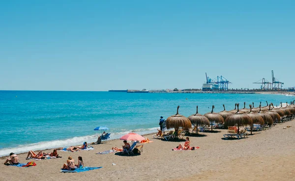 Malaga Spanya Mayıs 2022 Spanya Nın Malaga Kentindeki Malagueta Plajının — Stok fotoğraf