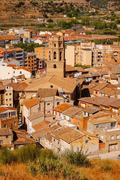 Een Luchtfoto Van Oude Stad Van Monzon Provincie Huesca Spanje — Stockfoto