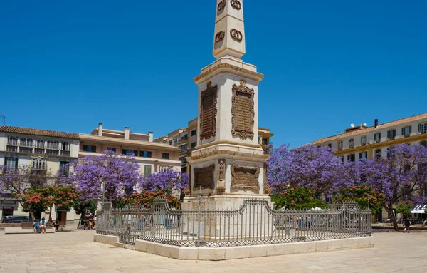 Malaga Spain May 2022 Merced Square Malaga Spain Presided Obelisk — Foto Stock